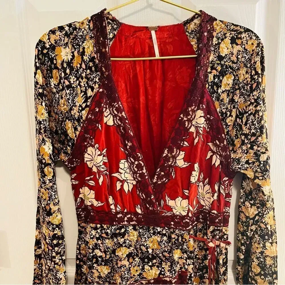 Free People Multicolor Floral Long Sleeve Dress NWOT
